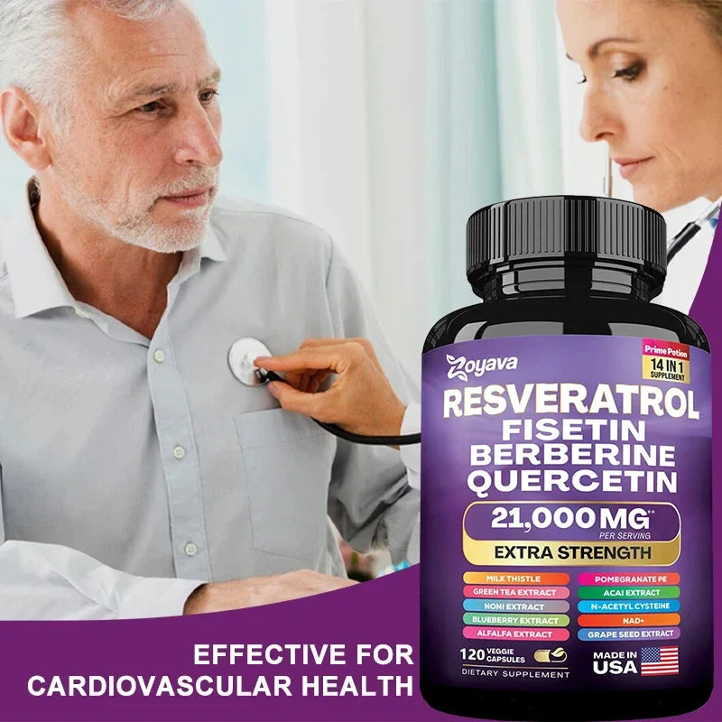 Resveratrol 14-in-1 Capsules – Antioxidant & Immune Support Antioxidant Supplement Qst