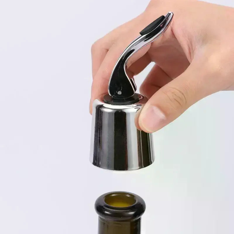 Stainless Steel Wine Bottle Stopper – Airtight Silicone Sealer Wine Bottle Stopper Qme