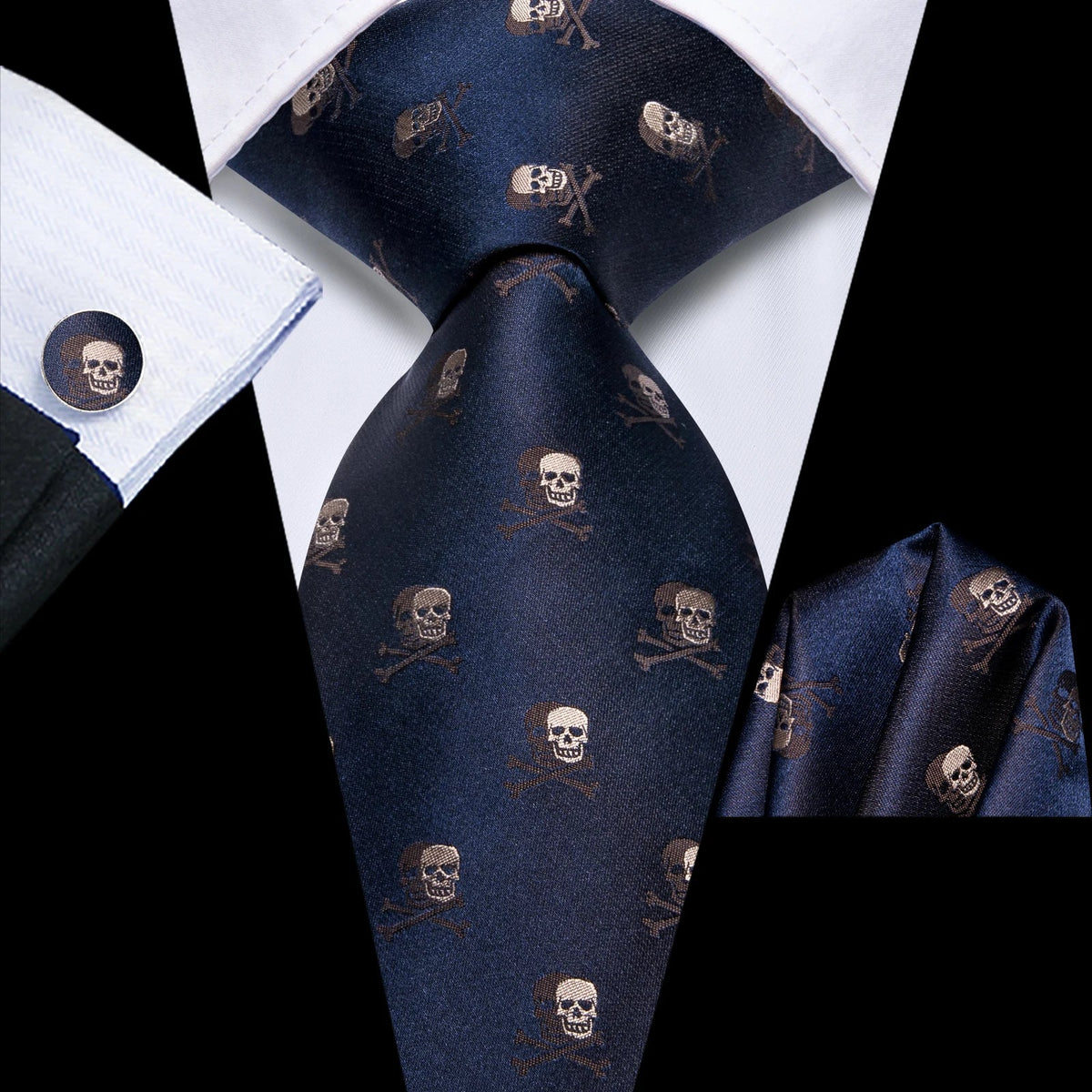 Hi-Tie Designer Novelty Necktie, Pocket Square & Cufflink Set Necktie & Cufflink Set Qme HT-N-0196