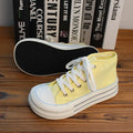 Women's Pink High Top Canvas Sneakers – Casual Lace-Up Flats Canvas High Top Sneakers Qst WA-67YN Yellow 39