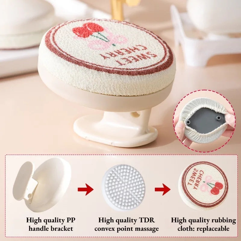 Exfoliating Shower Brush – Replaceable Soft Cloth Heads | Qme Exfoliating Shower Brush Qme 1Pc Beige