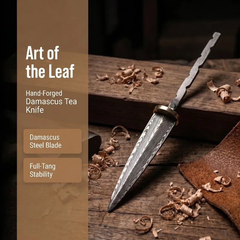 Damascus Steel Tea Knife Blank – DIY Pu'er Tea Needle Tool Tea Knife Blank Qst