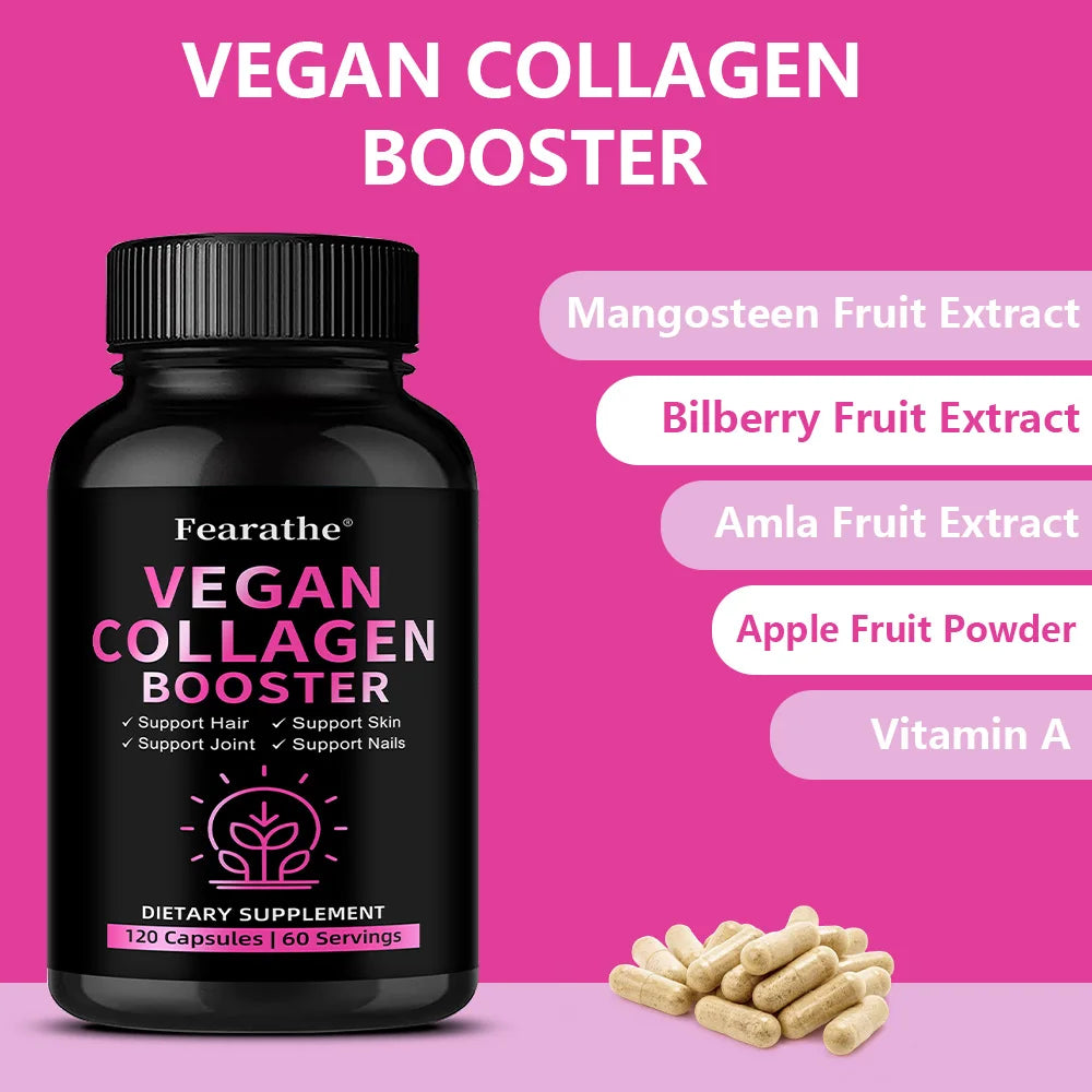 Vegan Collagen Booster – Silica, Hyaluronic Acid, Hair Skin Nails Collagen Supplement Qst
