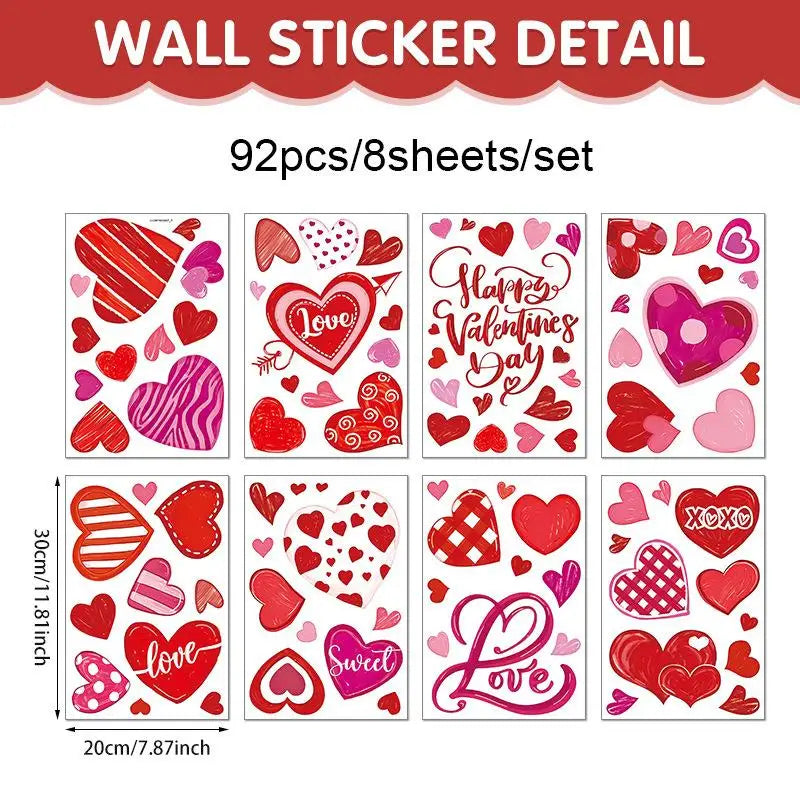 Heart Shaped Wall & Window Stickers – Valentine's Day Decor Wall Window Stickers Qme A2