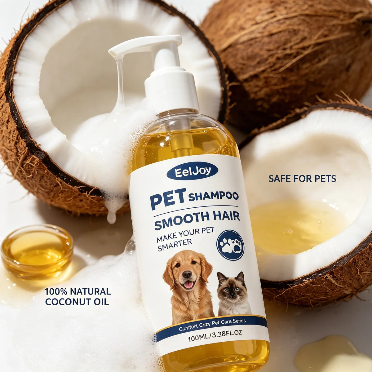 Coconut Oil Pet Shampoo – Odor Control & Coat Smoothing Pet Grooming Shampoo Qme