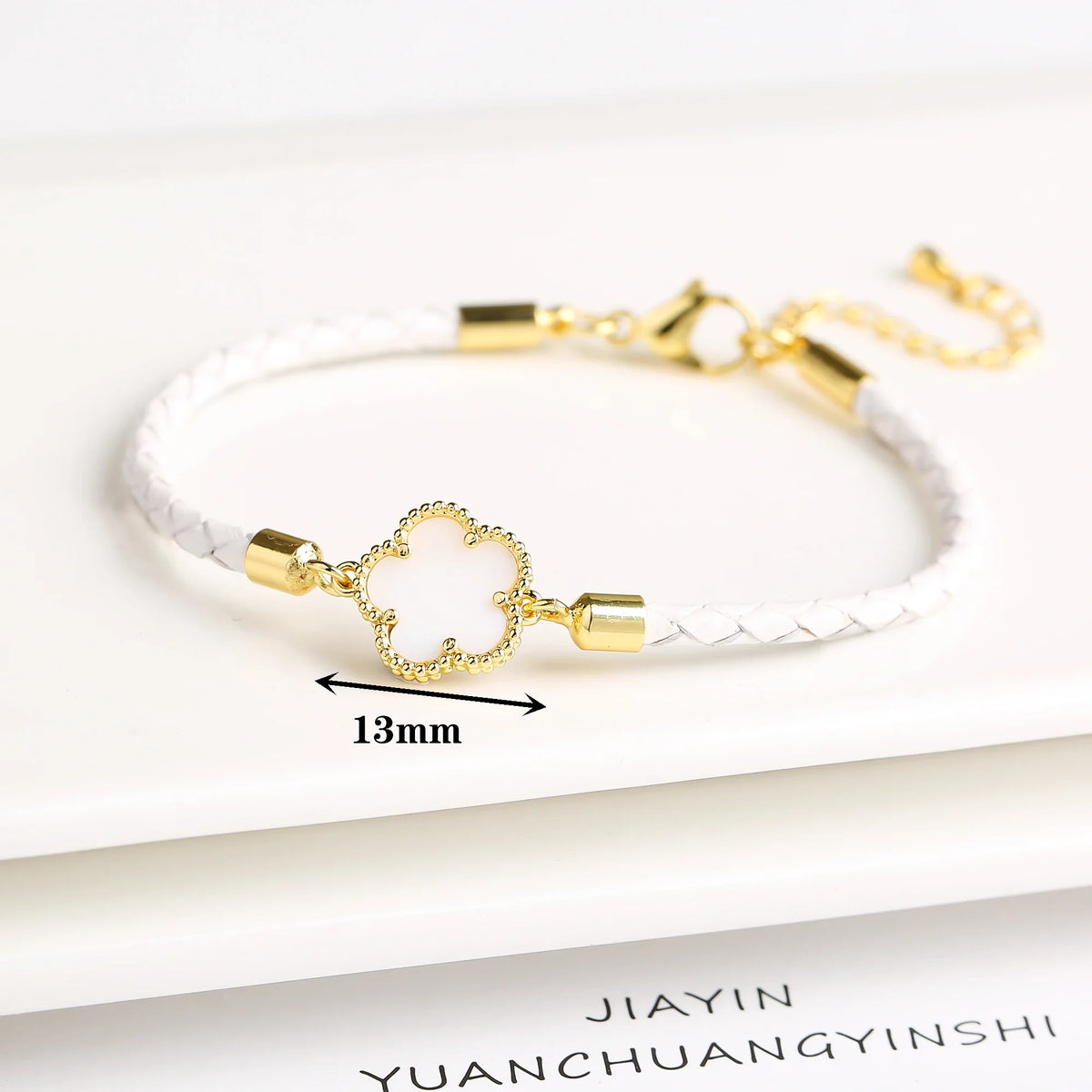 Zirconia Flower Leather Braided Bracelet for Women | 39 Colors Fashion Bracelet Qme Color 25