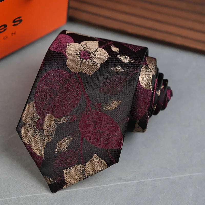 Men's Jacquard Dot Floral Necktie | Polyester Suit Tie 7 Colors Jacquard Necktie Qme RT5