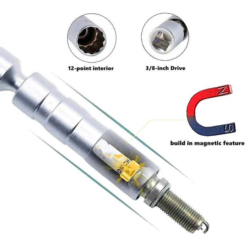 Magnetic Spark Plug Socket Adapter 14mm 16mm Flexible Universal Joint Spark Plug Socket Qme