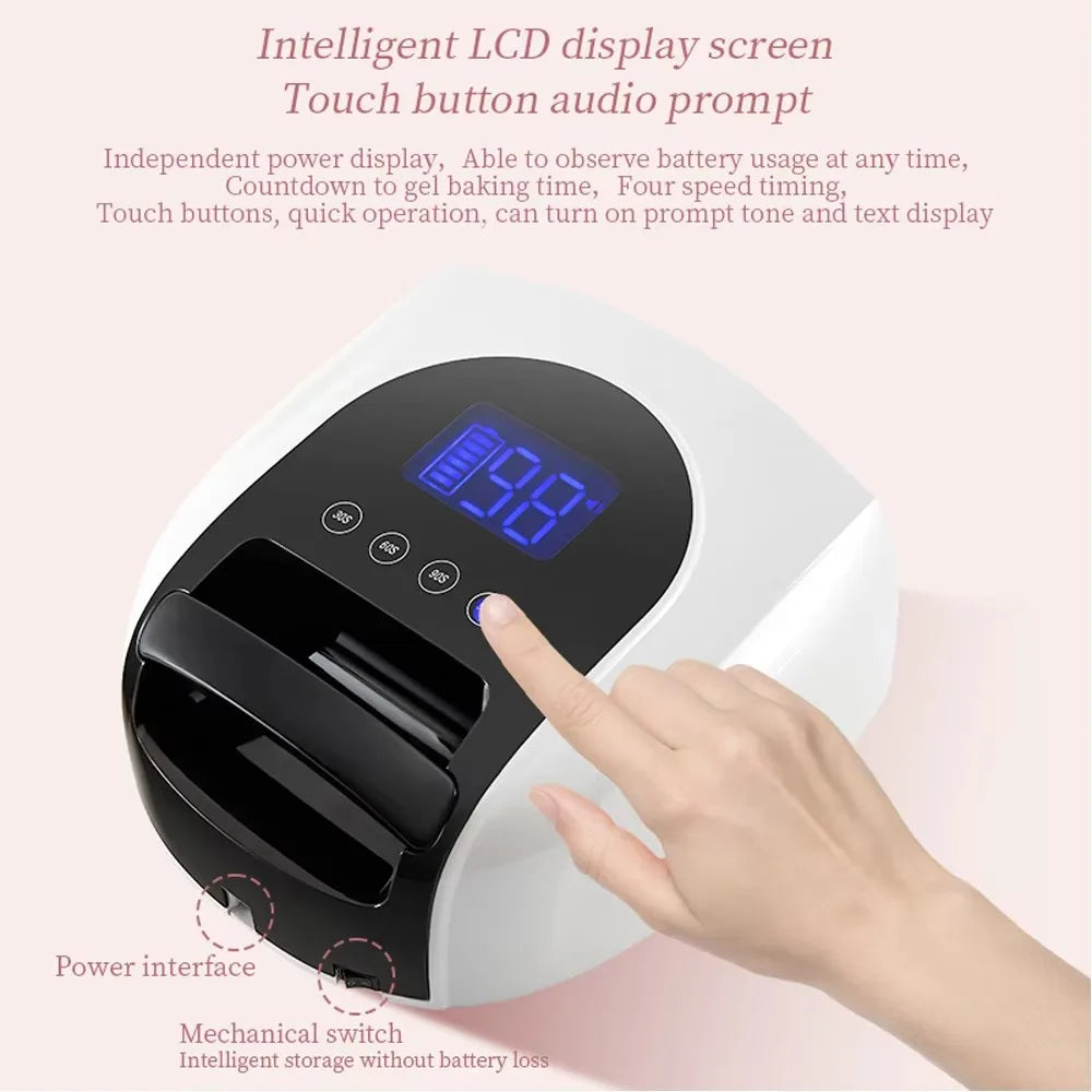 96W Rechargeable UV LED Nail Lamp – Mirror Base Gel Dryer UV LED Nail Lamp Qst