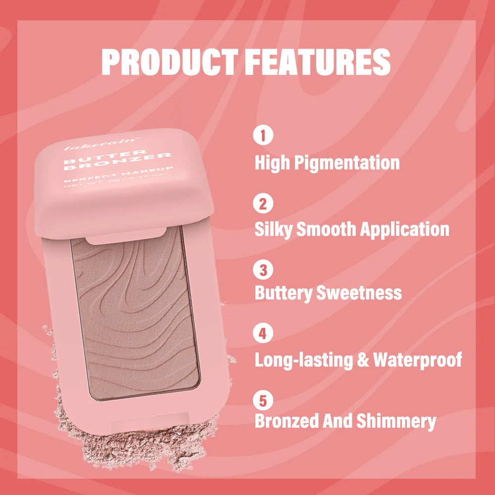 Lakerain Matte Buttermelt Bronzer – 12-Hour Vegan Powder Face Bronzer Powder Qst