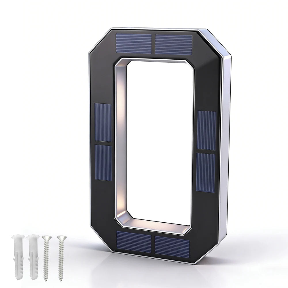 Solar LED House Number Light – Auto Sensor, Waterproof, 17CM Solar Address Light Qst 17CM digit 0 0-5W