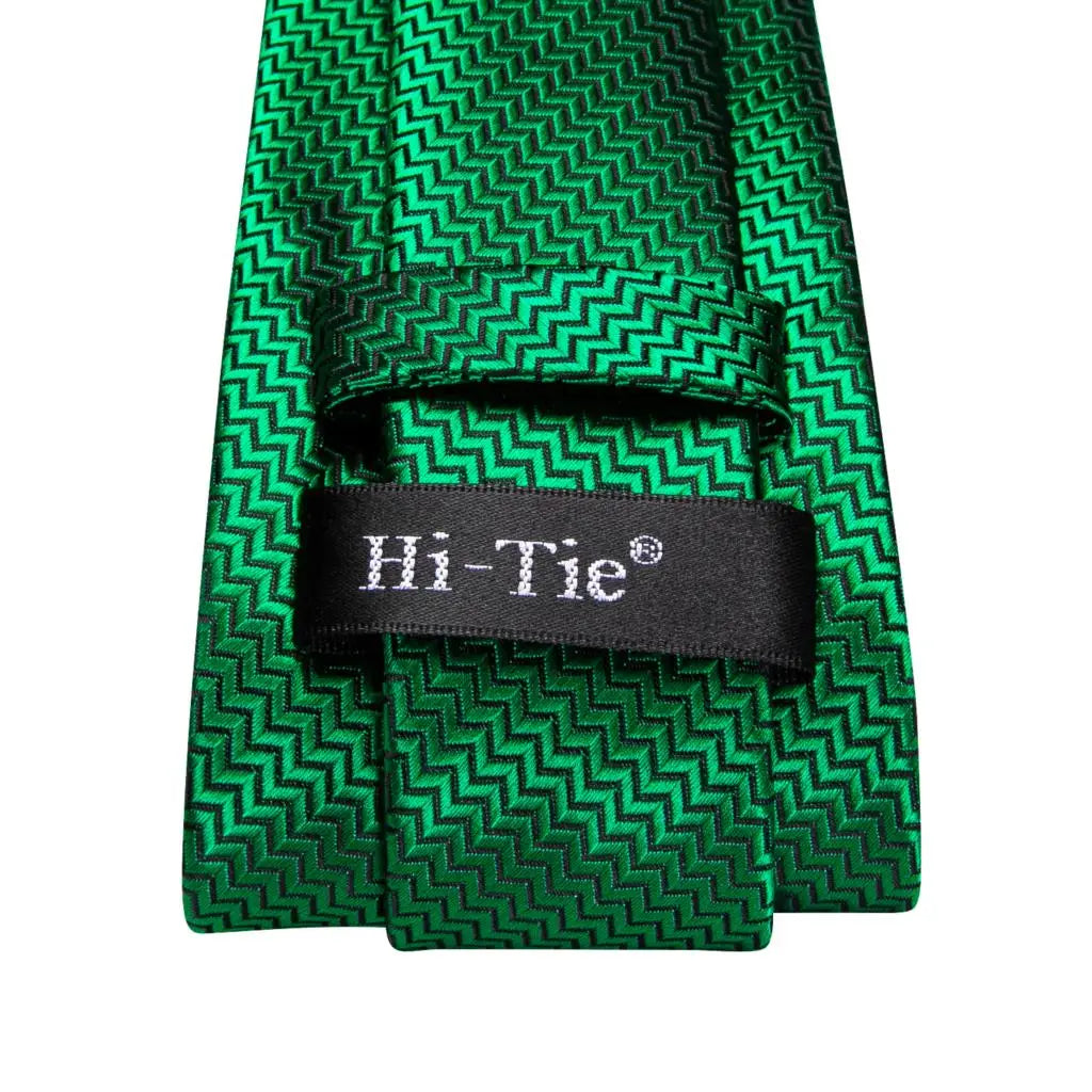 Hi-Tie Men's Silk Necktie Handkerchief & Cufflinks Set Necktie & Cufflinks Set Qme