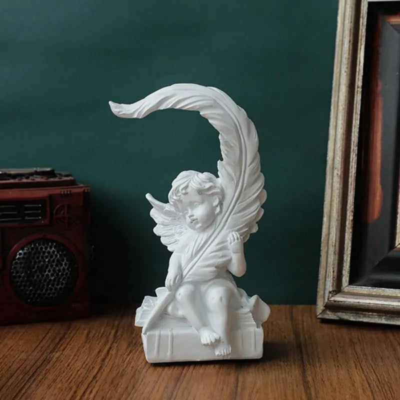 Feather Angel Cupid Ornament – Desktop Home Decor Figurine Decorative Figurine Qme