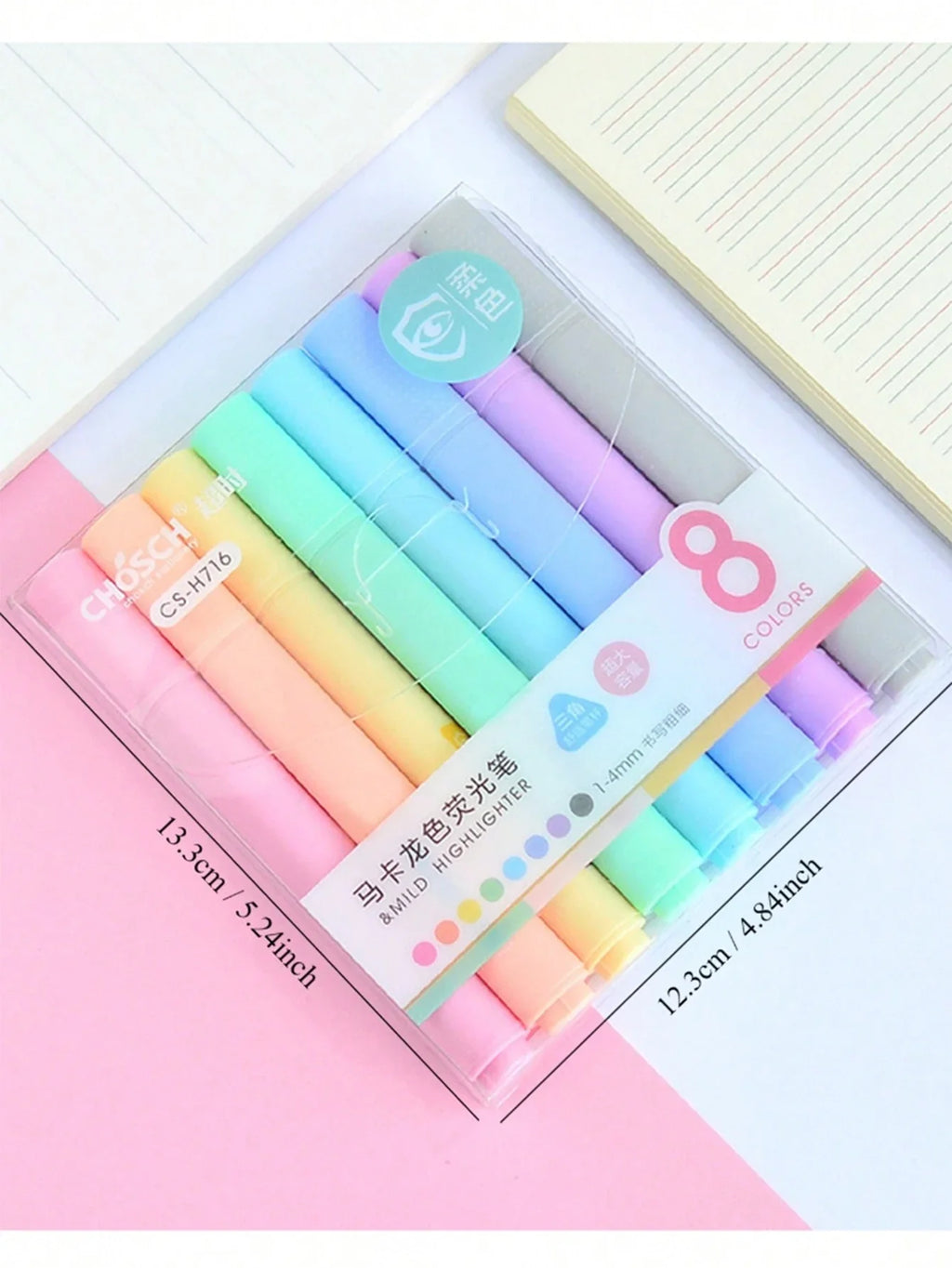 8 Macaron Highlighter Pens Slanted Tip – Pastel Color Set Highlighter Pen Set Qme