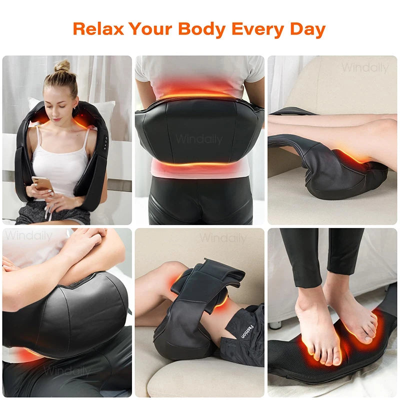 4D Shiatsu Neck & Shoulder Massager with Heat | Home & Car Shiatsu Massager Qst