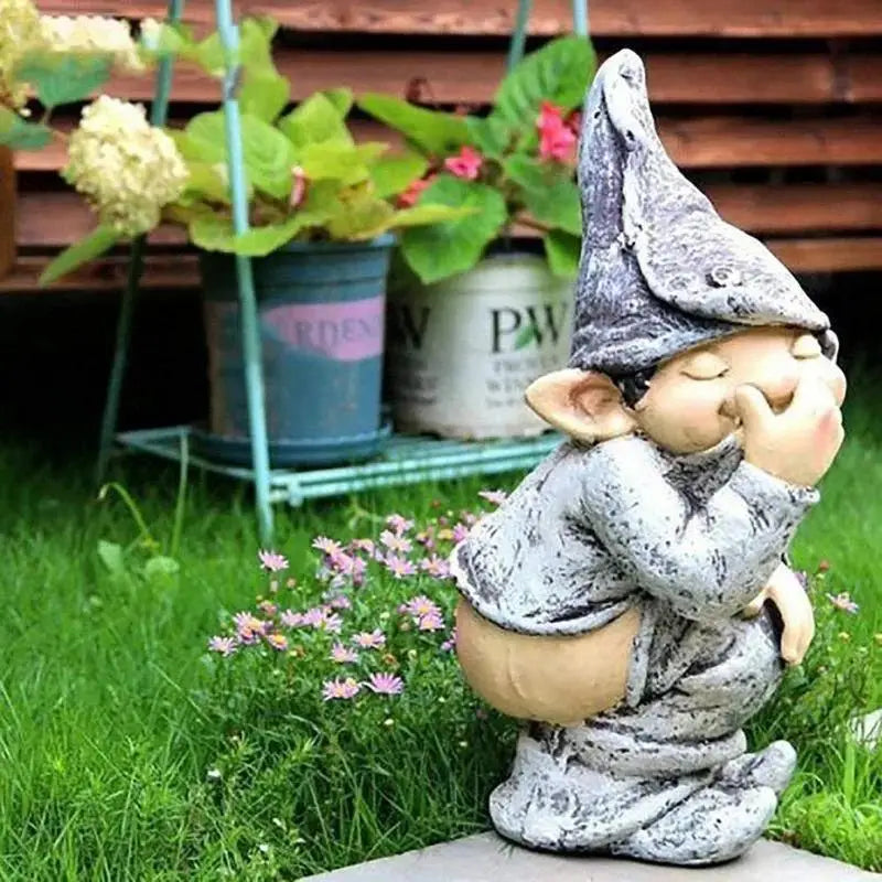 Naughty Dwarf Resin Garden Statue | Lawn & Balcony Decor Garden Statue Qme