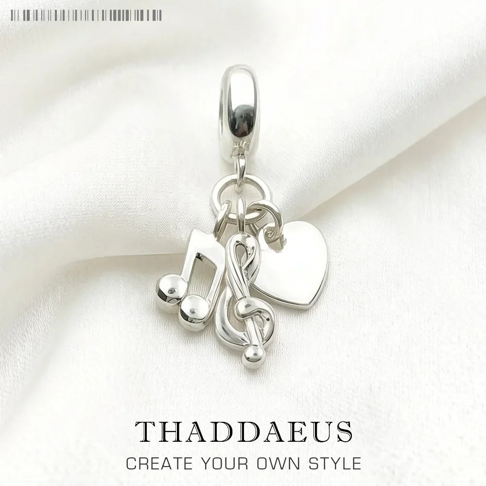 Heart & Musical Note Pendant Charm Necklace | Minimalist Pendant Charm Necklace Qme