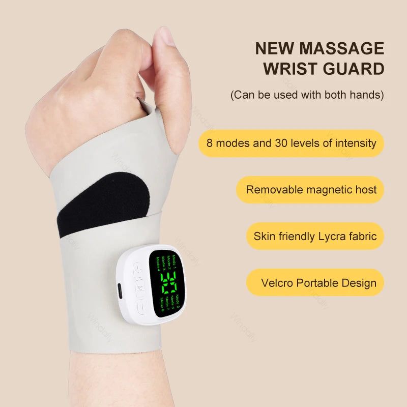 Windaily Electric Wrist Massager – 8 Modes, 30 Levels, Rechargeable Electric Wrist Massager Qst White