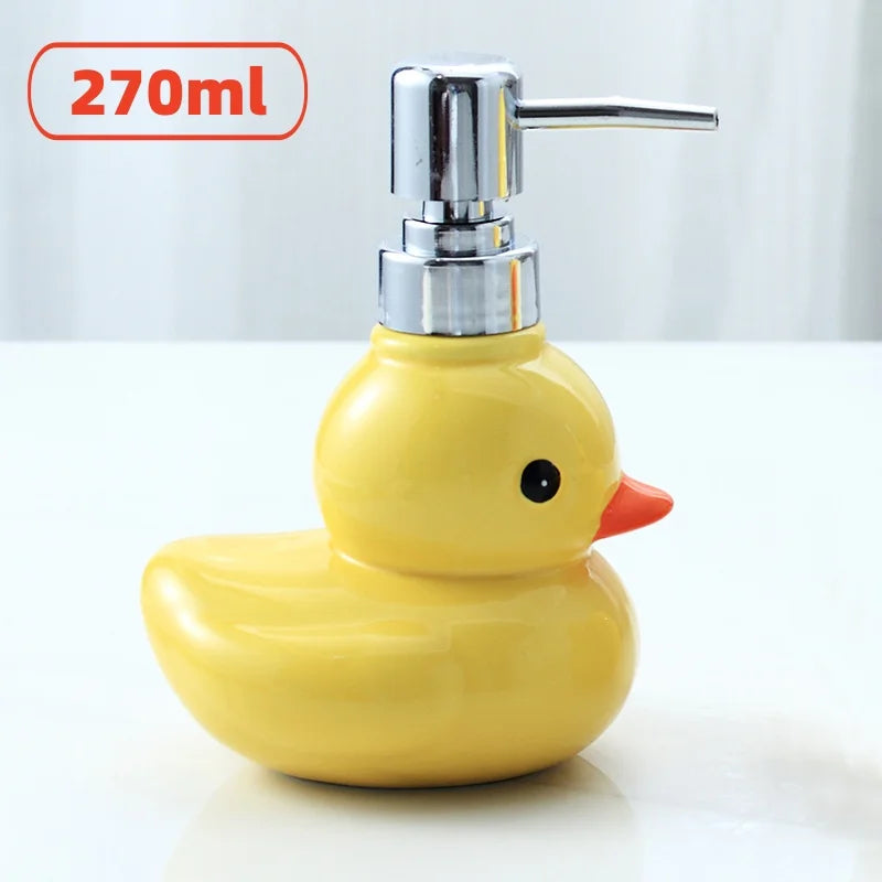 Cute Yellow Duck Ceramic Soap & Lotion Dispenser Bottle Ceramic Soap Dispenser Qme 270ml