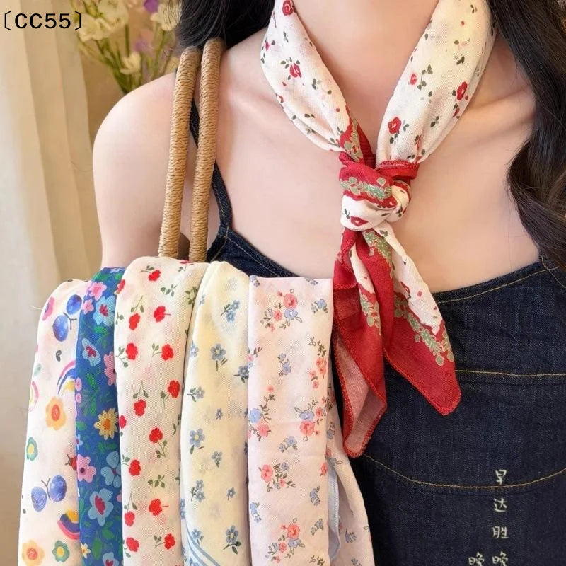Women Floral Print Head Scarf – Soft Breathable Headwrap Floral Head Scarf Qst
