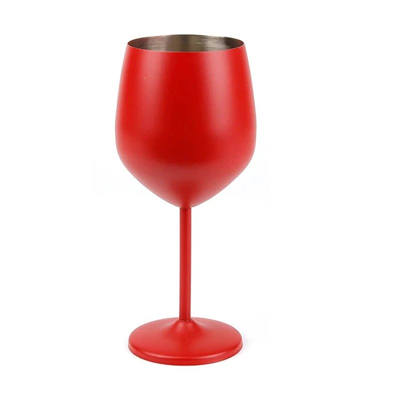 Unbreakable 500ml Stainless Steel Goblet | Wine & Cocktail Glass Stainless Steel Goblet Qst Red 500