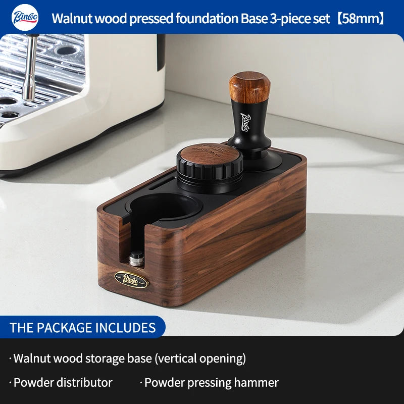 Bincoo Wooden Espresso Tamping Stand Set – 51/58mm Tamper Kit Espresso Tamping Set Qst 58MM 3pcs C
