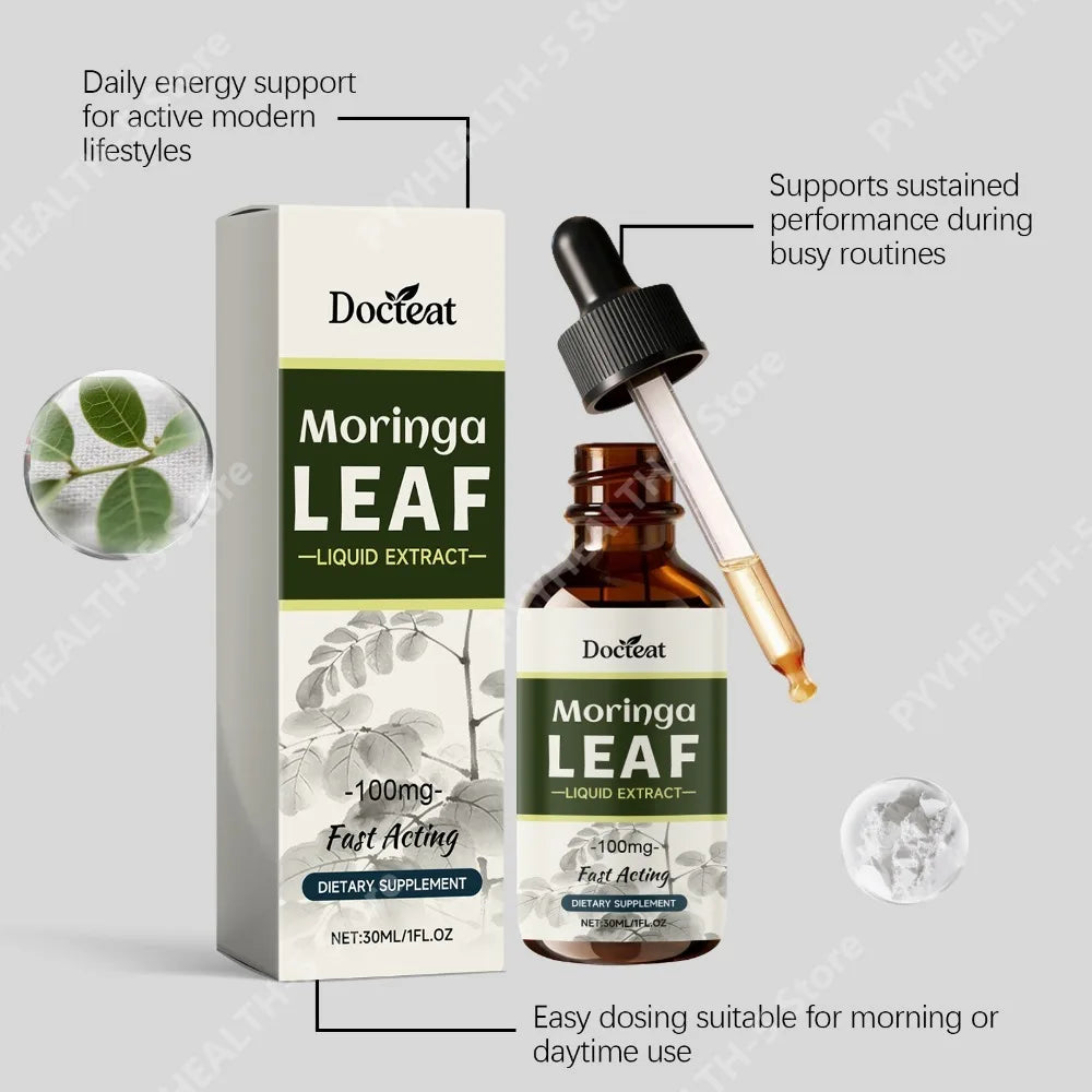 Docteat Moringa Leaf Liquid Extract 30ml | Vitamins E C A B6 Herbal Liquid Supplement Qst