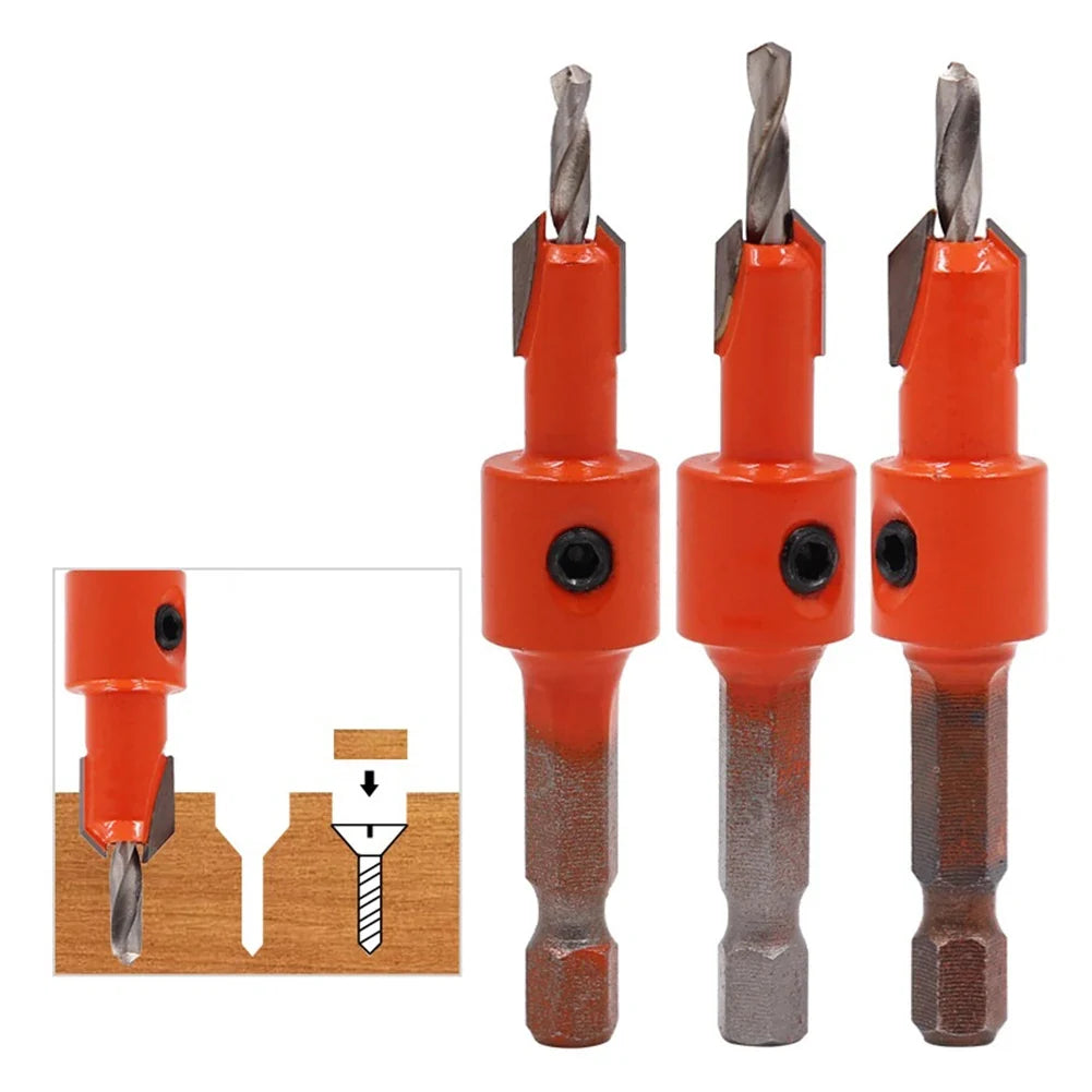 1/4" Hex Shank Countersink Drill Bit Set for Woodworking Countersink Drill Bit Qme