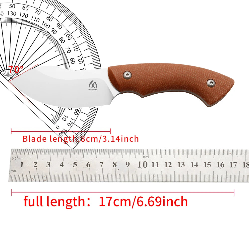 HUANGFU Fixed Blade Steel Knife – Camping, Hiking & Garden Fixed Blade Knife Qst