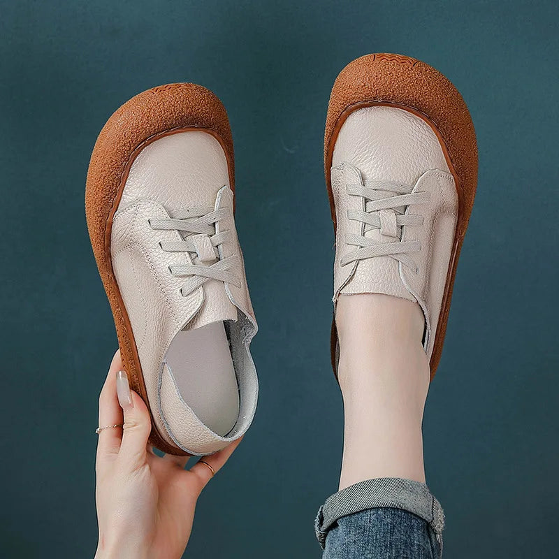 Women's Vintage Genuine Leather Platform Oxford Shoes Women's Oxford Flats Qst