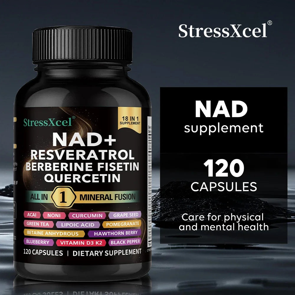 NAD+ Supplement with Resveratrol – Cellular Energy, 120 Softgels NAD+ Supplement Qst