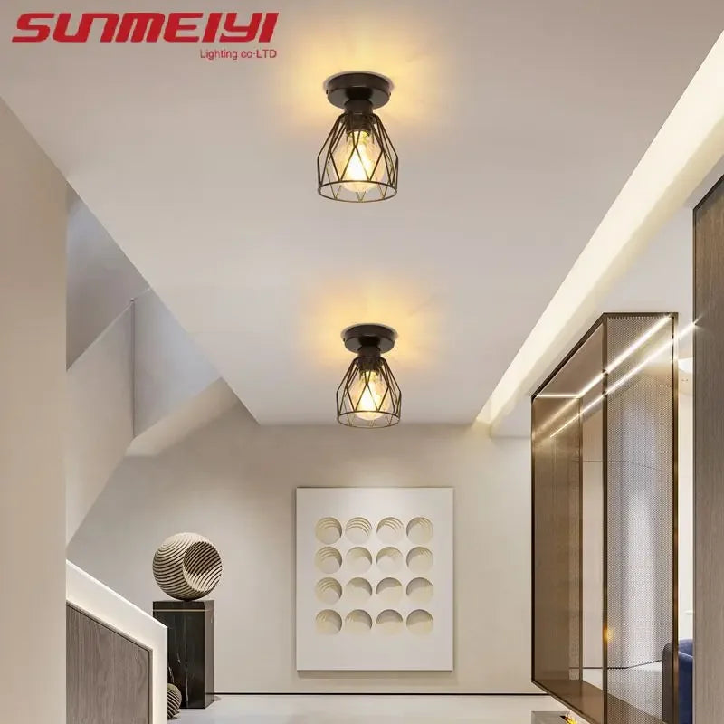 Black Iron Farmhouse LED Ceiling Light Fixture – E14 Lamp Ceiling Light Fixture Qme
