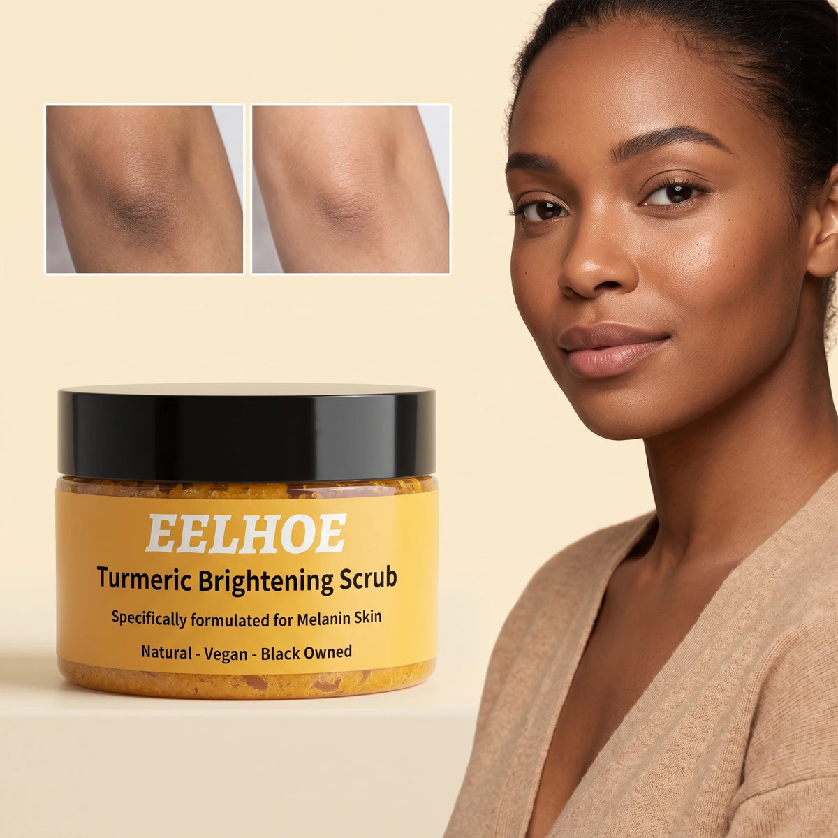 Eelhoe Turmeric Body Scrub Balm – Exfoliate & Brighten Skin Body Scrub Balm Qst