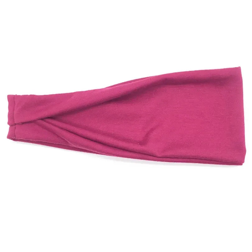 Women's Twisted Knot Cotton Wide Turban Headband – 19 Colors Turban Headband Qme Rose Red 10cm-22cm