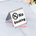 No Smoking Tabletop Sign | Double-Sided Stainless Steel Plaque Tabletop Warning Sign Qme Silver 1pc