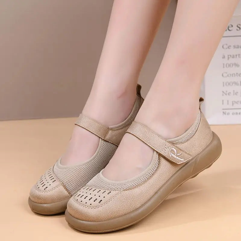 Women's Mary Jane Flats – Breathable Mesh Adjustable Strap Mary Jane Flats Qst