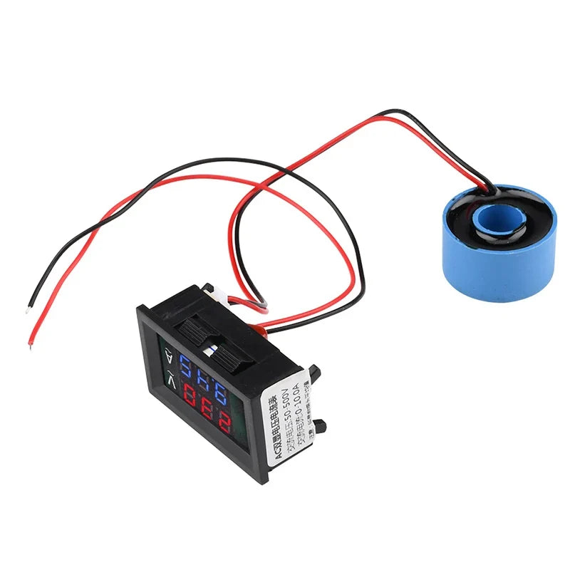 AC 50–500V Digital LCD Voltmeter Ammeter 10A 50A 100A Digital Panel Meter Qme