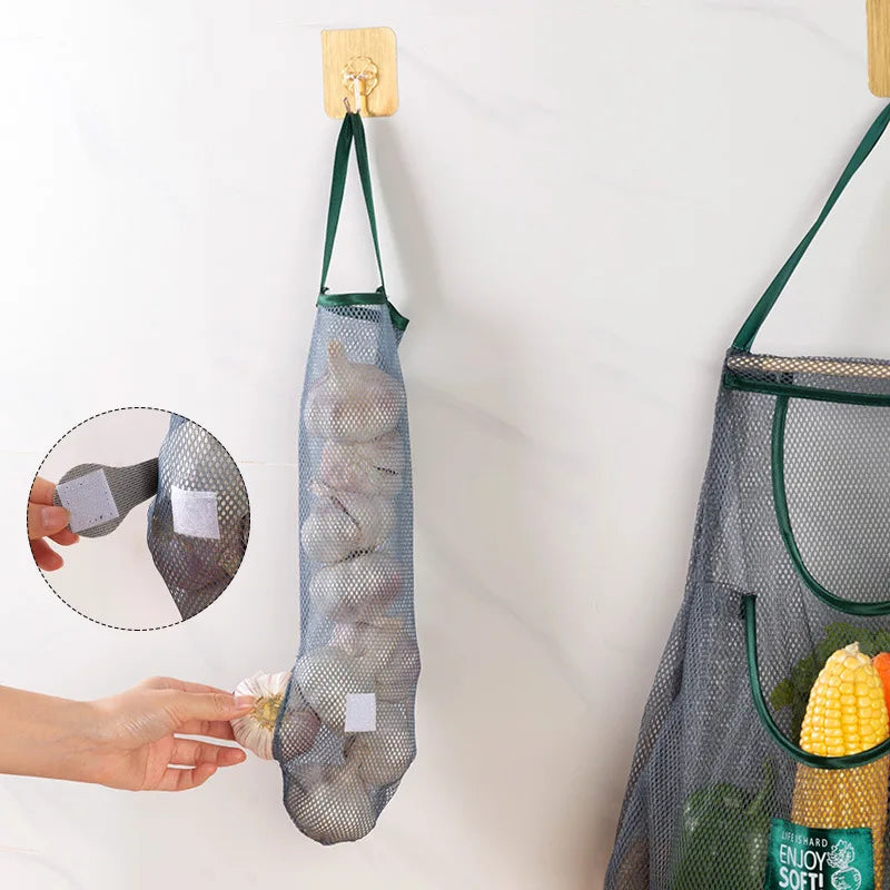 Reusable Hanging Mesh Storage Bags for Fruits & Vegetables Mesh Storage Bag Qme
