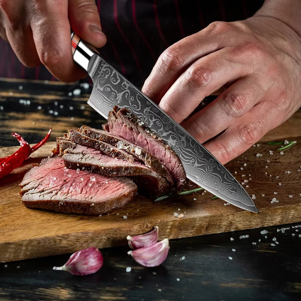 XITUO Damascus Steel Kitchen Knife Set – Santoku & Nakiri Kitchen Knife Set Qst