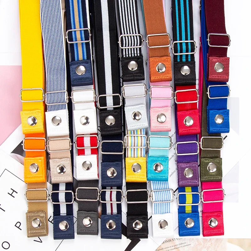 Women's Elastic Buckle-Free Canvas Waist Belt | 29 Colors Elastic Waist Belt Qme