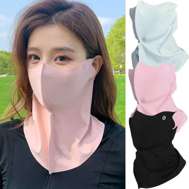 Women's UV Protection Ice Silk Neck Scarf & Face Cover UV Neck Scarf Qme