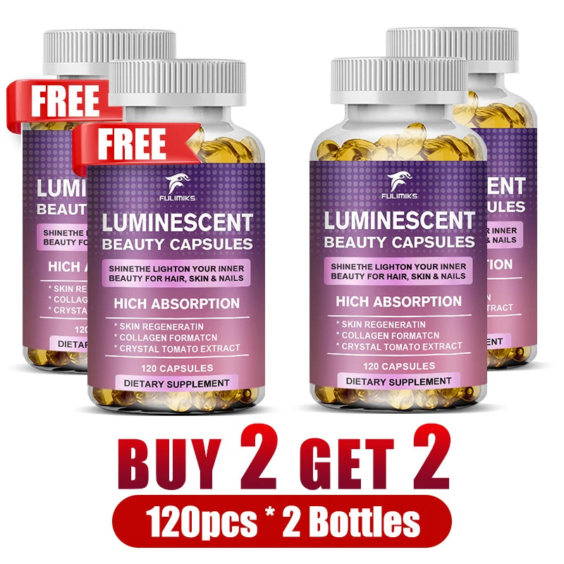 Fulimiks Luminescent Beauty Capsules – Glutathione & Collagen Beauty Supplement Capsules Qst 4 Bottles-120pcs
