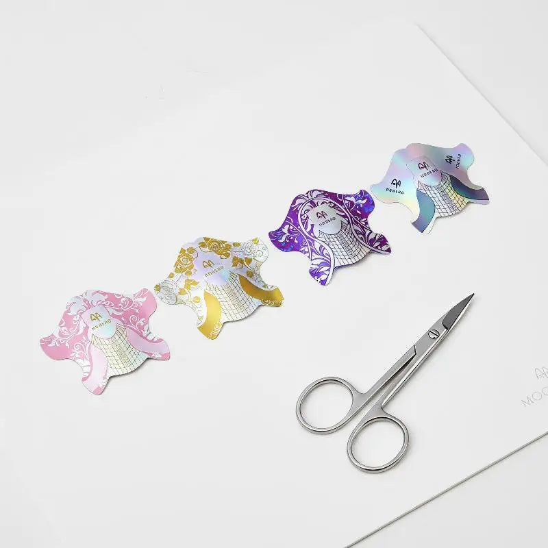 100pc Nail Extension Stencil Forms | Universal Fit Self-Adhesive Nail Extension Forms Qme