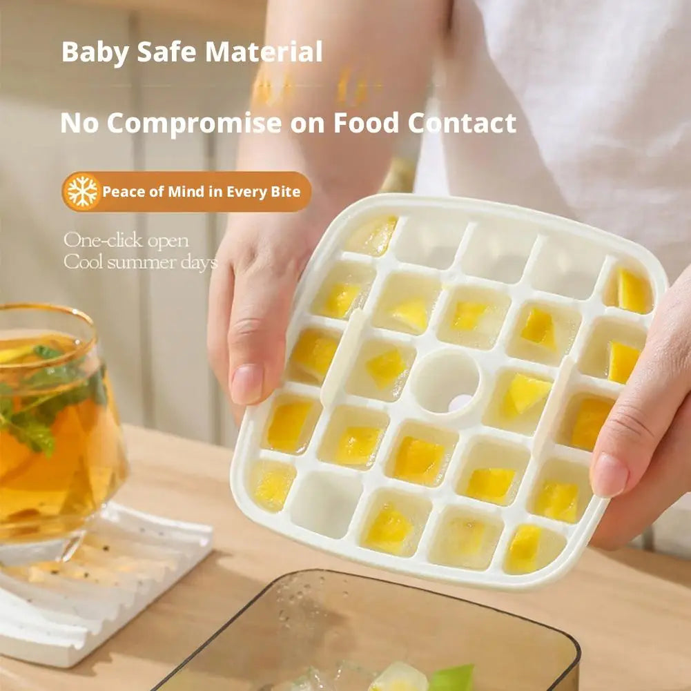 Ice Cube Tray with Lid, Bin & Tongs – 48-Cube Easy Release Ice Cube Tray Set Qme
