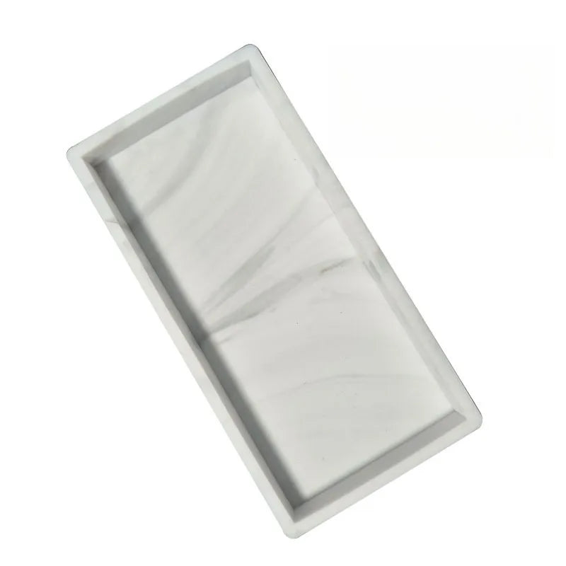 Silicone Sink Caddy Organizer Tray – Waterproof & Fast-Drying Sink Caddy Organizer Qme White marble color S 20x10x1.8cm