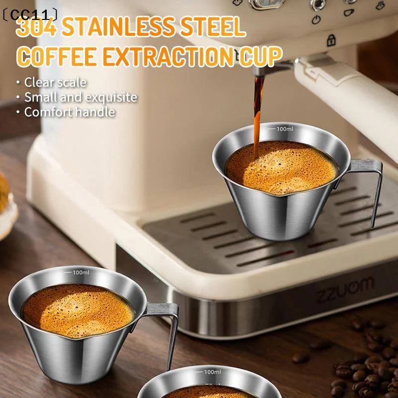 Stainless Steel Espresso Measuring Cup with Scale & Milk Spoon Espresso Measuring Cup Qme