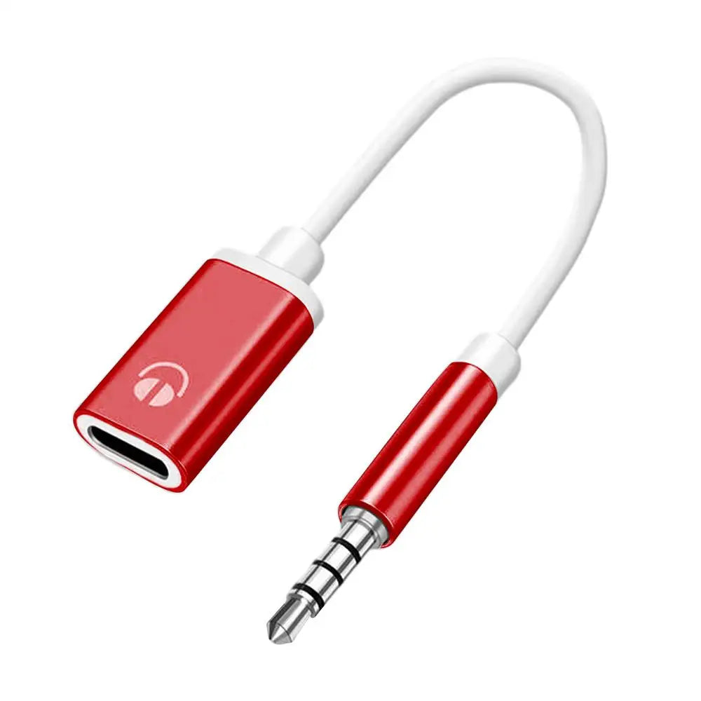 USB-C to 3.5mm Audio Adapter Cable | Stereo Headphone Cord Audio Adapter Cable Qme Red
