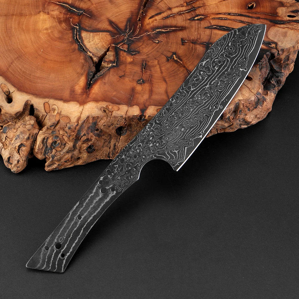 Damascus Steel Santoku Knife Blank – Full Tang DIY Knife Making Knife Blank Qst