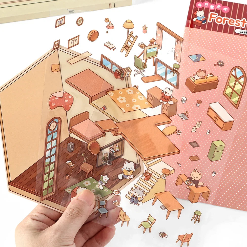 3D Cartoon Landscape Scrapbooking Stickers – Miniature DIY Scene Scrapbooking Stickers Qme
