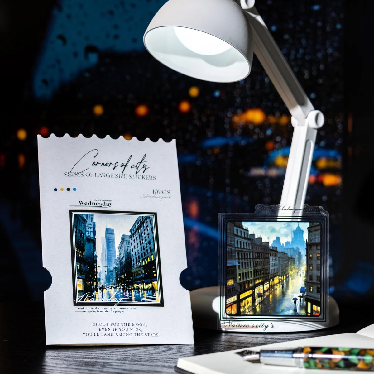 Night View City PET Stickers – Scrapbooking & DIY Collage DIY Craft Stickers Qme